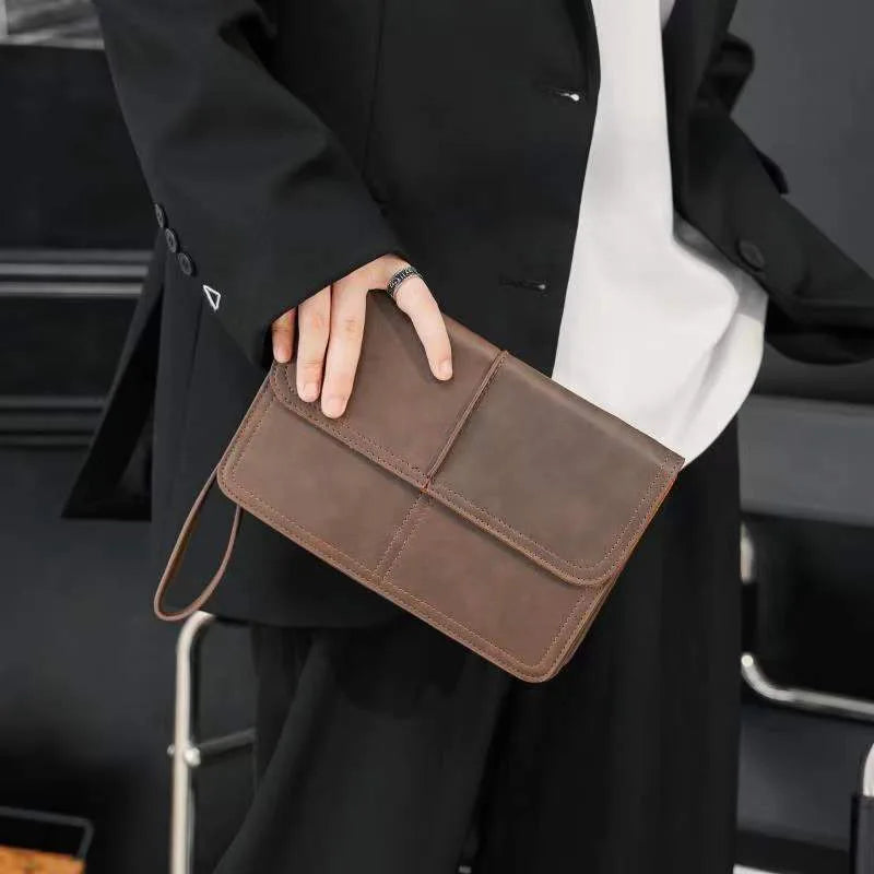 Crazy Horse Leather Man Cluthes Bag Retro Men Handbags Fashion Envelope Bag