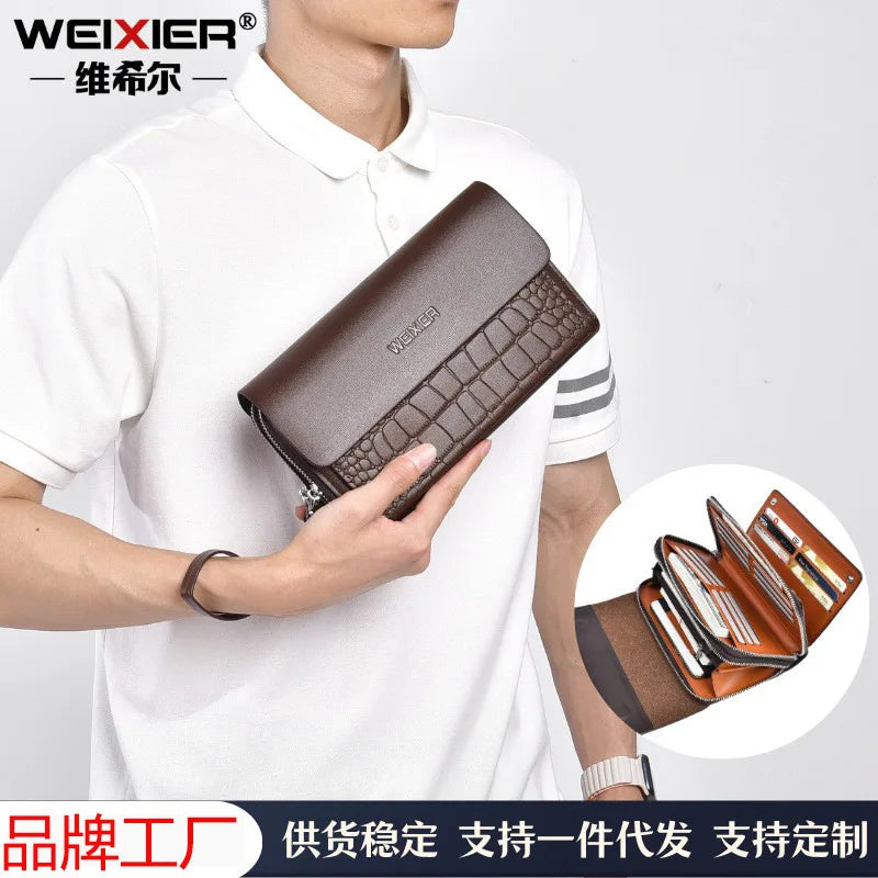 Stone-patterned PU leather men's handbag for business use, large capacity, anti-theft with password lock wallet Мужская сумка 가방